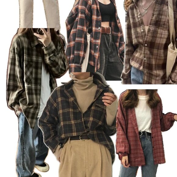 Boston Traders Brown Herringbone Plaid Overshirt Heavy Weight Shirt sz L - Picture 2 of 11